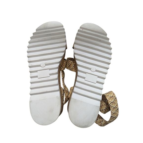 R2 Cork Platform Wedge Sandals Elastic Ankle Straps Open Toe Beige Size US 9.5 - Picture 5 of 10